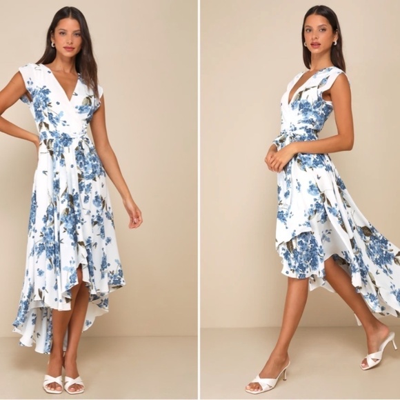 LULU's Floral Sexy Romantic Flowy Floral High Low Wedding Guest NWOT - Picture 1 of 3